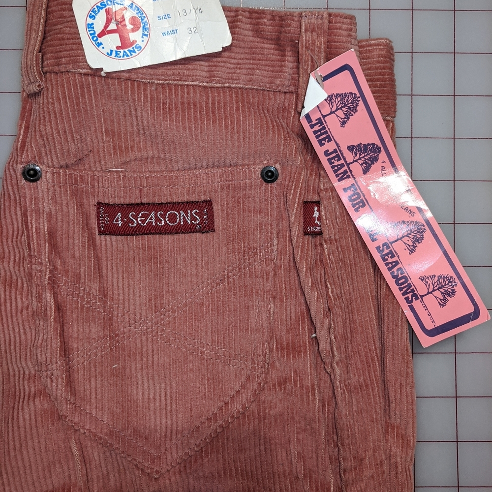 New Salmon Color Corduroy 4 Seasons pants 80's vtg